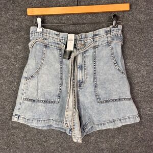 NEW Banana Republic Women's Tie‎ Waist Denim Shorts Light Wash Pockets 29/8